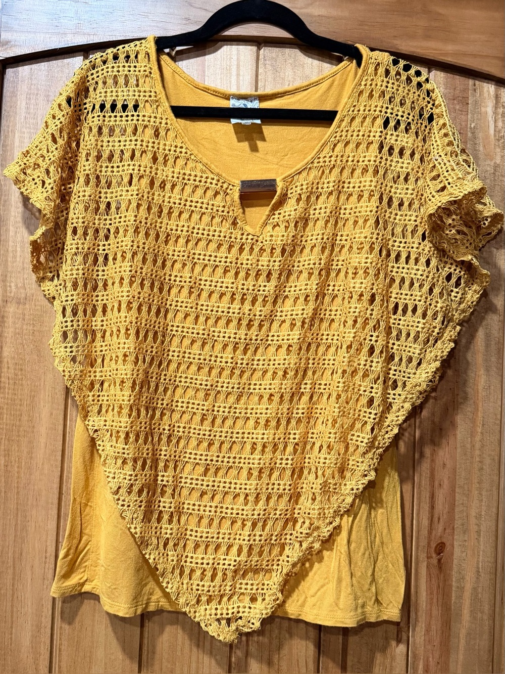 NAIF Mustard Crochet Layered Top